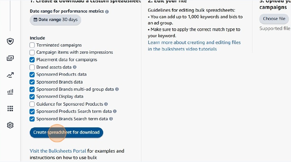 Create Spreadsheet Button